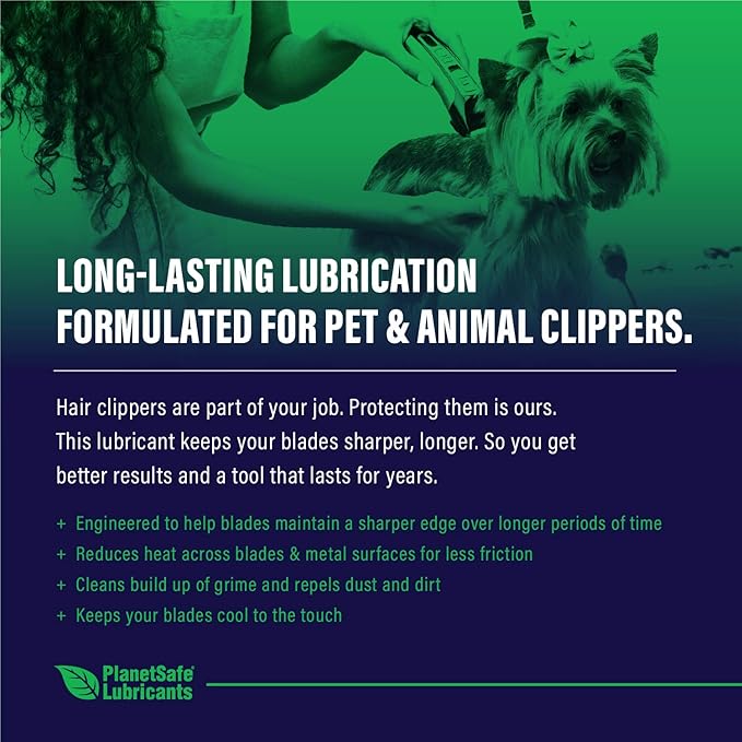 PlanetSafe Lubricants AiM - Pet/Dog & Cat Safe Lubrication Spray for Clipper Blades & Shears - 1 oz - Grooming Oil That Extends Blade Life, Prevents Heat Buildup - Non Silicone - Made in The USA!