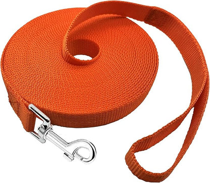 PETGOGO 15ft 20ft 30ft 40ft 50ft Long Dog/Puppy Lead Obedience Recall Training Dog Leashes for Small Medium Dogs Camping, Training, Play, or Backyard (Orange, 1" x 50FT)