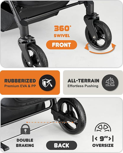 Zoosky Medium Dog Stroller for Large Dogs, pet Stroller for Medium Dogs Up to 66lbs, All-Terrain with Adjustable Handle & Canopy, Sun Shades, Storage Organizer, Waterproof Oxford Fiber