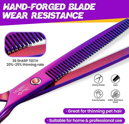 JASON Grooming Scissors for Dogs - Sharp Thinning Dog Shear with Muffler Pad, Stainless Steel Dog Grooming Shears Professional Texture Scissors for Pets Christmas Gift