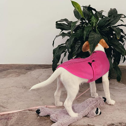 Queenmore Small Dog Sweater, Soft Fleece Vest Pullover Dog Jacket with Leash Hole, Warm Winter Dogs Clothes Cold Weather Doggy Dachshund Sweaters for Small Dogs Cats Boy or Girl (Pink, XS)