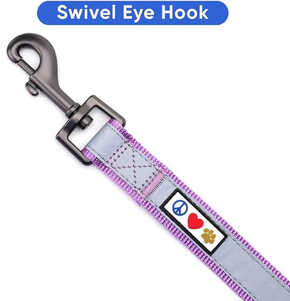 Pawtitas Orchid Dog Leash 6 ft Custom ID Lead for Dogs & Puppies Reflective Comfortable Padded Handle Embroidered Name & Phone Number