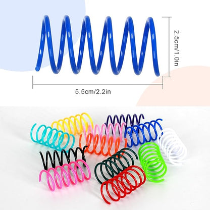 80 Pack 8 Colors Cat Spring Toys for Indoor Cats, Interactive Coil Springs Spiral Plastic Kitten Toys for Swatting, Biting, Hunting