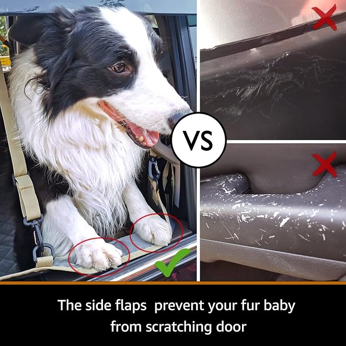 iBuddy Floor Truck Seat Cover for Dogs with Flip Up Rear Seats Truck Pet Hammock Protects Vehicle from Hair, Scratches and Dirt, Back Seat Cover Fits Full Size Pickup Truck Ford F150 F250 Silverado