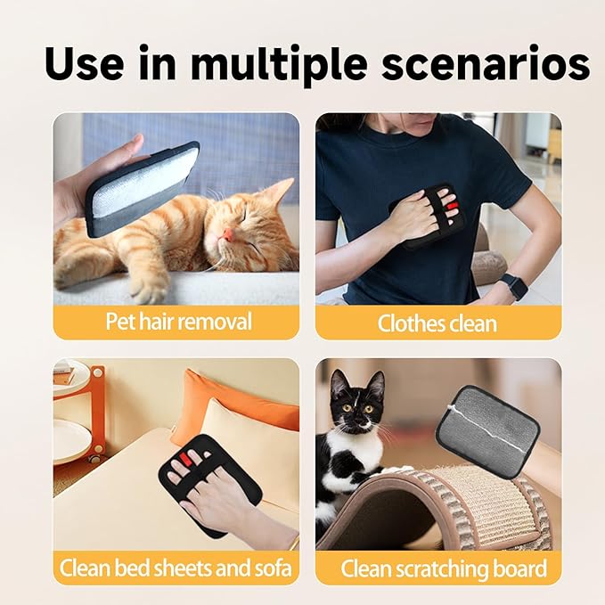 NVNAN 2-in-1 Pet Grooming Glove & Fabric Hair Remover - Reusabie, Silicone Massage Bristles,Static Adhesion for Quiuck Shedding Control,Safe for Dogs & Cats