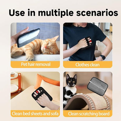 NVNAN 2-in-1 Pet Grooming Glove & Fabric Hair Remover - Reusabie, Silicone Massage Bristles,Static Adhesion for Quiuck Shedding Control,Safe for Dogs & Cats