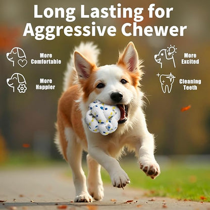 Moonorange Upgrade Dog Balls Interactive Toys for Aggressive Chewers, Indestructible Tennis Durable Bouncy for Fetch Game, Lightweight Floating, White