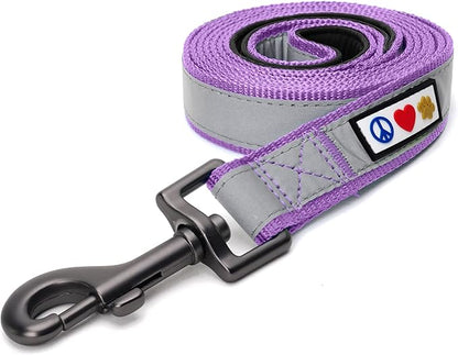 Pawtitas Orchid Dog Leash 6 ft Custom ID Lead for Dogs & Puppies Reflective Comfortable Padded Handle Embroidered Name & Phone Number