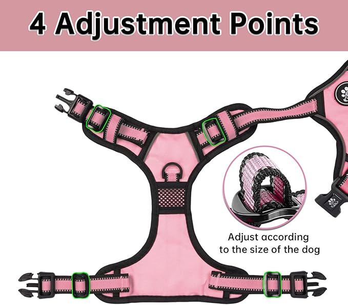 NESTROAD No Pull Dog Harness,Adjustable Oxford Dog Vest Harness with Leash,Reflective No-Choke Pet Harness with Easy Control Soft Handle for Small Dogs(Small,Pink)