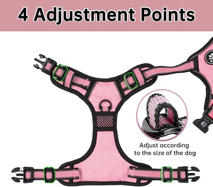 NESTROAD No Pull Dog Harness,Adjustable Oxford Dog Vest Harness with Leash,Reflective No-Choke Pet Harness with Easy Control Soft Handle for Small Dogs(Small,Pink)