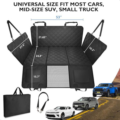 ROUWINNE Back Seat Extender for Dogs-Upgraded Egg Crate Foam, Soft Dog Car Seat Cover Holds 420lbs, Sturdy Backseat Extender for Dogs, Waterproof Pet Car Bed Dog Hammock for Car, SUV, Truck