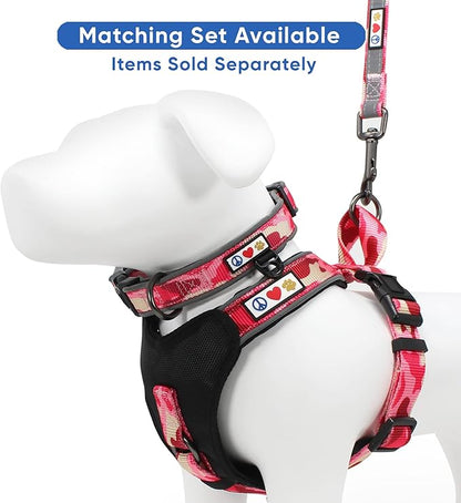 Pawtitas Personalized Camo Pink Dog Leash 6 ft Custom ID Lead for Dogs & Puppies Reflective Comfortable Padded Handle Embroidered Name & Phone Number