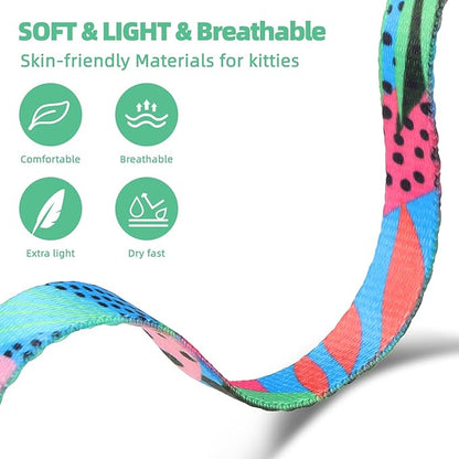 PAWCHIE Cat Harness and Leash Set, Cats Escape Proof-Adjustable Kitten Harness Lightweight Soft Outdoor Walking Travel Pet Safe Harness, Puppy Harness for Girl Cats Bunny Rabbit Small Dog, Green M