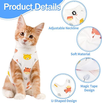 Cat Recovery Suit Female, Breathable Cat Onesie After Surgery Female for Abdominal Wounds or Skin Diseases, Surgery Recovery Suit Kitten Onesie After Spay Wear Anti Licking