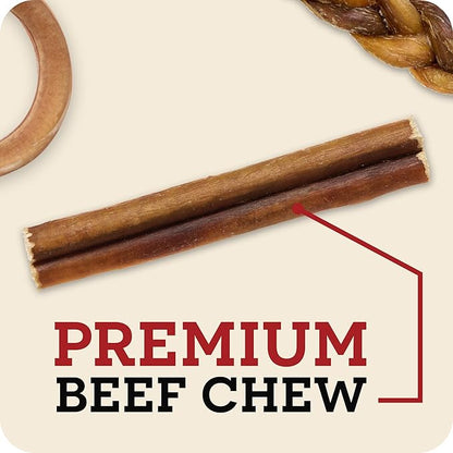 Redbarn Pet Products All-Natural 12" Braided Bully Sticks for Dogs - Premium Slow Roasted Long Lasting Chew Treats Made with 100% Beef - Single Ingredient Low Odor - 5 Count - Packaging May Vary