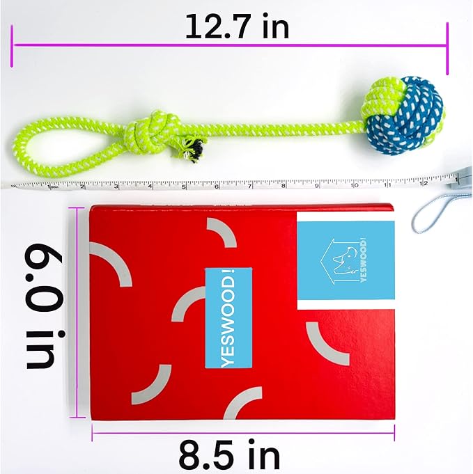 YESWOOD! Tug of War Dog Toy Small Breed,Dog Ball with Rope,4-Pack Rope with Ball Attached for Small and Medium Breed 0-80 Pounds,Puppy Interactive Toy