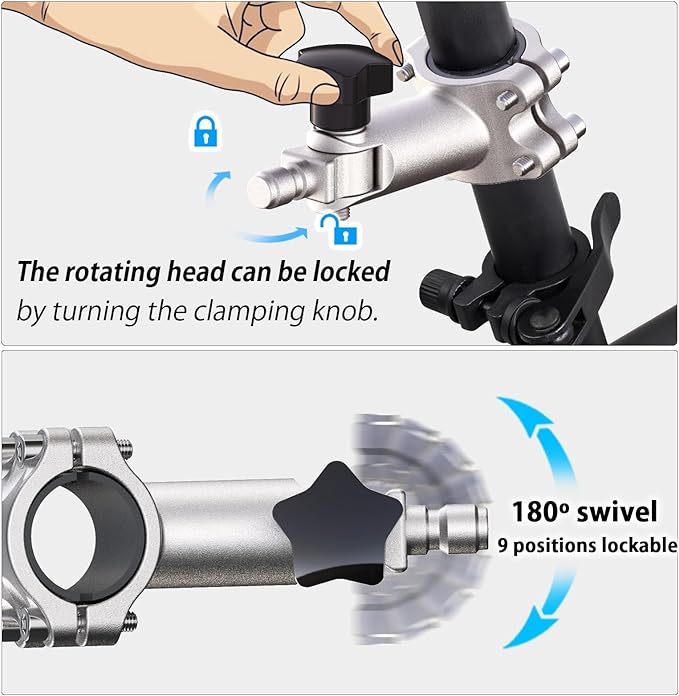 Hands-Free Bicycle Dog Leash for Cycling - 180° Rotating or Fixed Quick-Attach System, Built-in Shock-Absorbing Spring, Anti-Pull Design, Thick Steel Wire Rope 550 lbs (Carbon Fiber)