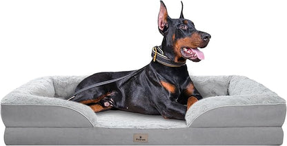 PetFun XXL Orthopedic Dog Beds Large Sized Dog - Washable Large Dog Cat Bed Waterproof, Comfort Dogs Couch Sofa with Washable Removable Cover, Pet Bed with Nonskid Bottom, Light Grey, 53"