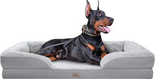 PetFun XXL Orthopedic Dog Beds Large Sized Dog - Washable Large Dog Cat Bed Waterproof, Comfort Dogs Couch Sofa with Washable Removable Cover, Pet Bed with Nonskid Bottom, Light Grey, 53"