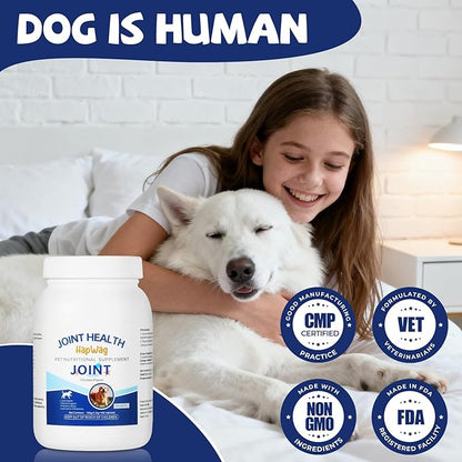 HAPWAG Hip and Joint Care Supplement with Glucosamine, Chondroitin, MSM for All Breeds and Ages Dogs - Chicken Flavor - 100 Chews