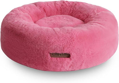 UnHide Floof Pet Bed - Small (23" x 8") - Extra Soft Dog Bed - Removable Faux Fur Cover - Machine Washable - Helps Ease Pet Anxiety & Provides The Perfect Sleep - Pink