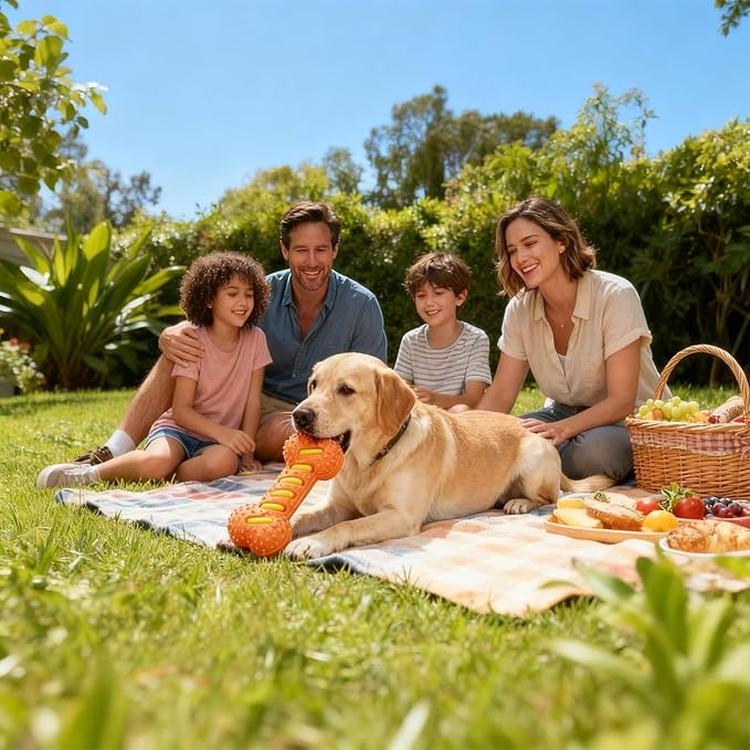 Interactive Dog Chew Sound Toy, Made of TPR Material, is bite-Resistant and Durable. It can be Used for Dog Teeth Cleaning and Training, and is an Ideal Toy for Dogs（Orange）