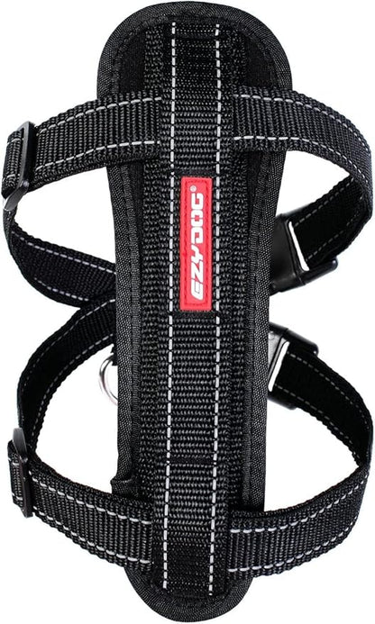 EzyDog Chest Plate No Pull Dog Harness – Escape Proof Harness with Reflective Stitching and Comfort Padding for Easy Walks, Training & Control - Car Restraint Included (X-Small, Black)