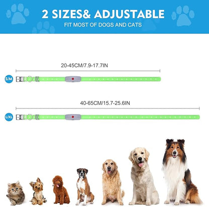 Lighted Dog Collar, Rechargeable Light Up Pet Collar, Waterproof LED Dog Collar Glow in The Dark, Make Pet Visible and Safety for Night Walking for Small Medium Large Dogs (Red)