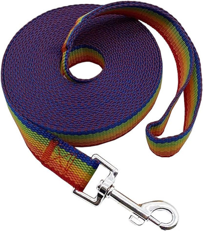 Nylon Training Dog Leash for Small Medium Large Dogs, 15ft 20ft 30ft 50ft Long Leash Dog/Puppy Lead for Obedience Recall Training, Camping (20ft, Rainbow)