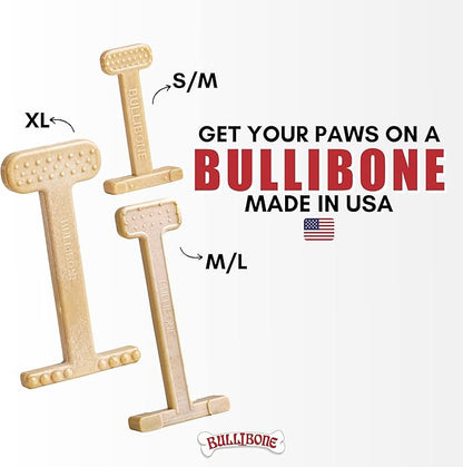 Bullibone Nylon Dog Chew Toy for Aggressive Chewers - Dental Hygiene Bone with Peanut Butter Flavor, Durable Tough Chew Toys for Large Dogs, Indestructible Dog Bone - Single