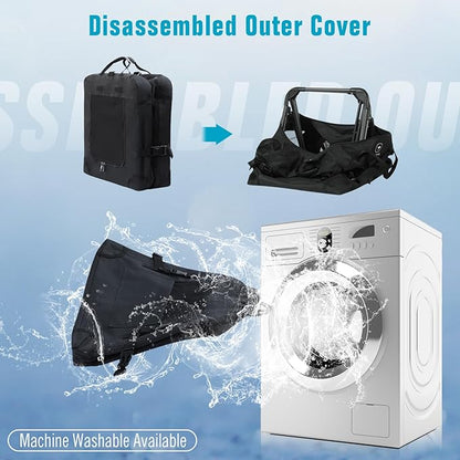 PEGIC Extra Large Cat Carrier for Car Travel, Pegic Soft Sided Collapsible Pet Carrier for Outdoor and Indoor Uses, Roomy Cat Carrier for 2 Kittens, Large Cat or Puppies Up to 50lbs (Black)