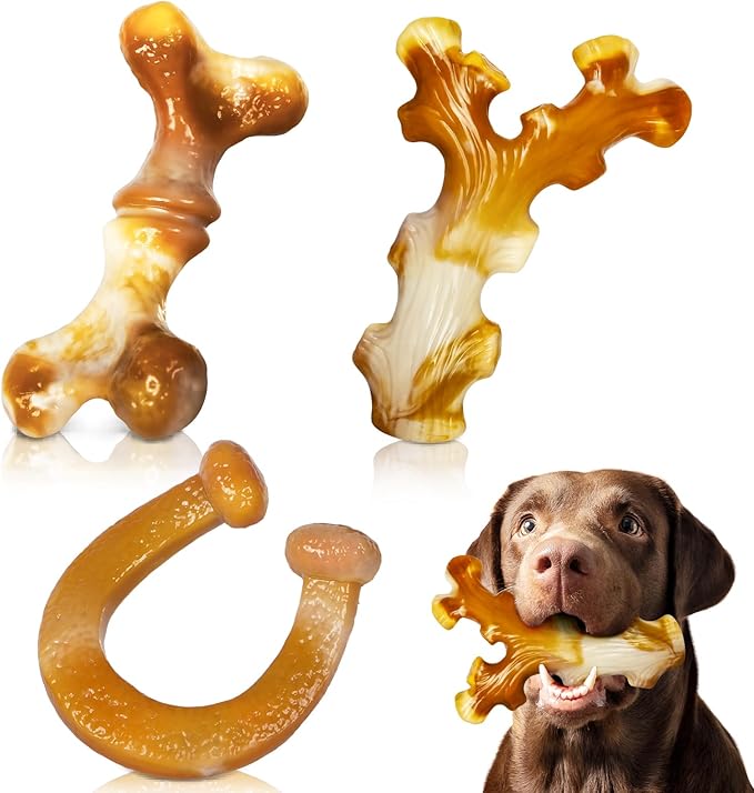 Frienhund Heavy Duty Chew Toys 3 Pack for Aggressive Chewers - Dog Toys for Large Dogs, Teeth Cleaning & Boredom Relief, Long-Lasting Mental Stimulation Puppy Chews
