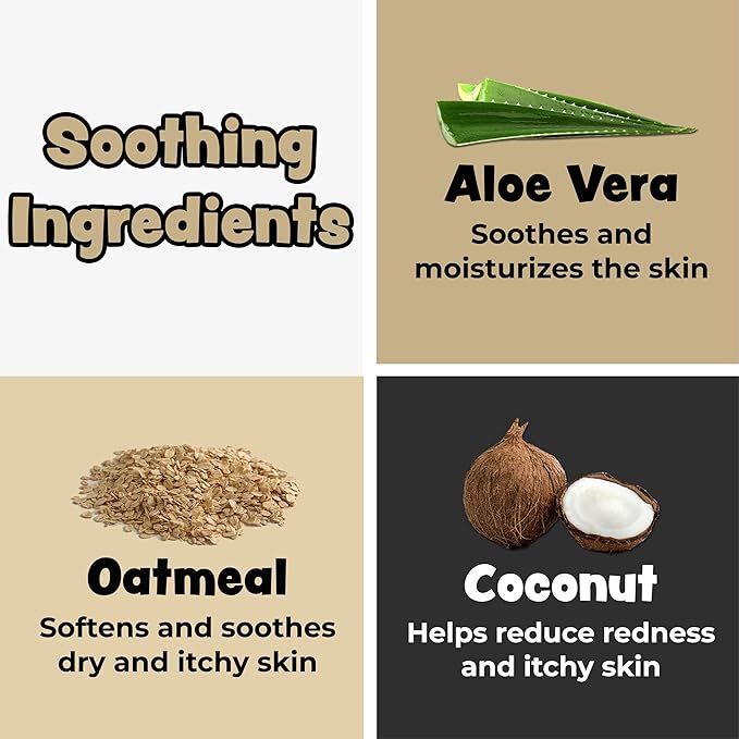 Oatmeal Dog Shampoo for Itchy Skin Relief - 1 Gallon with a Pump - Made with Coconut, Aloe Vera, Essential Oils, and More - Hypoallergenic Shampoo for Cleaning and Nourishing Dog Skin and Coat