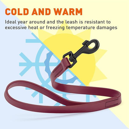 Dogline Biothane Waterproof Dog Leash Strong Coated Nylon Webbing with Black Hardware Odor-Proof Easy to Clean High Performance for Small or Large Dogs Made in USA 2 ft Lead, Merlot Burgundy