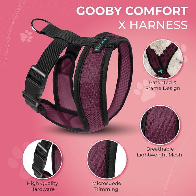 Gooby Comfort X Head In Harness - Purple, X-Large - No Pull Small Dog Harness Patented Choke-Free X Frame - Perfect on the Go Dog Harness for Medium Dogs No Pull, Small Dogs for Indoor and Outdoor Use