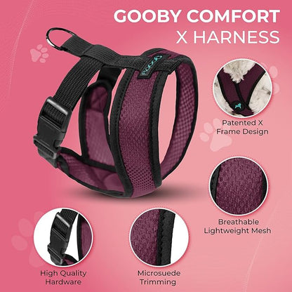 Gooby Comfort X Head In Harness - Purple, Large - No Pull Small Dog Harness Patented Choke-Free X Frame - Perfect on the Go Dog Harness for Medium Dogs No Pull or Small Dogs for Indoor and Outdoor Use