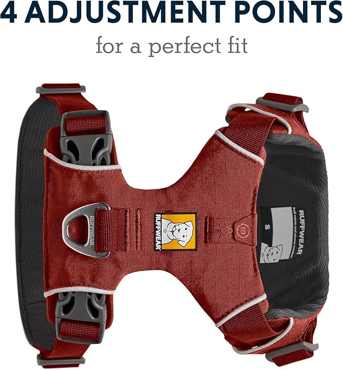 Ruffwear, Front Range Dog Harness, Reflective Soft Padded Everyday Harness with Dual Leash Clips, Adjustable and Lightweight Fit for Training or Walking for All Dogs, Red Clay, Large/X-Large