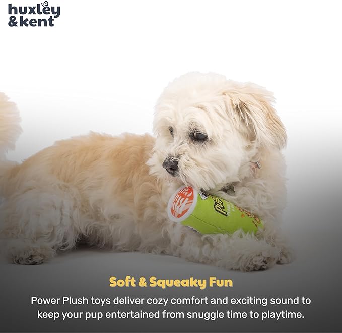 Huxley & Kent Funny Dog Toy w/Squeaker – Power Plush Squeaky Dog Toys for Small Dogs – Durable Small Stuffed Animal for Indoor Play & Fetch - Tiny Tuff Puggles Can