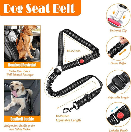 LOBEVE No Pull Dog Harness, Collar & Leash Set | Includes Dog Seat Belt, Collapsible Bowls & Poop Bag Dispenser. Ideal for Training, Walking, Hiking. Fits Small to Large Dogs(Black-XL)