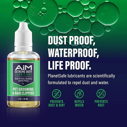 PlanetSafe Lubricants AiM - Pet/Dog & Cat Safe Lubrication Spray for Clipper Blades & Shears - 1 oz - Grooming Oil That Extends Blade Life, Prevents Heat Buildup - Non Silicone - Made in The USA!