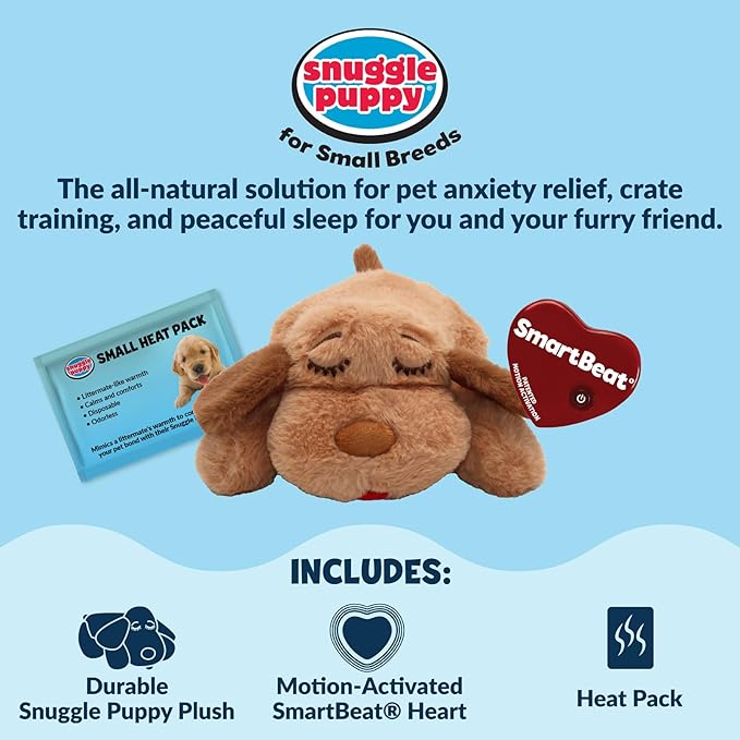 Snuggle Puppy Original Dog Toy for Small Breeds - Heartbeat Puppy for Dogs - Pet Anxiety Relief and Calming Aid - Comfort Dog Toys for Behavioral Training