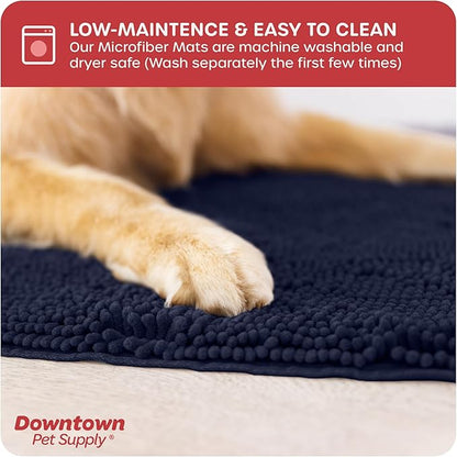 My Doggy Place Dog Mud Mat, 31" x 20" Navy Blue – Thick Microfiber Entry Rug for Snow, Mud & Salt – Absorbent, Quick-Dry, Washer-Safe & Non-Slip, Medium