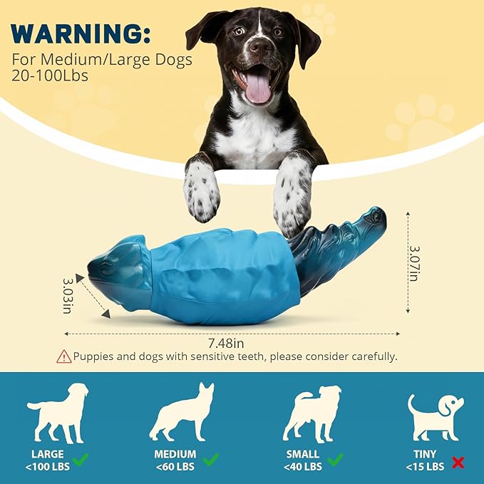 ZeLing HTL Dog Chew Toys for Aggressive Chewers, Indestructible Lizard Shape Tough Dog Toy with Natural Scents, Durable Chew Bones to Keep Large Dogs Busy, for Super Chewers 20-80Lbs - Milk