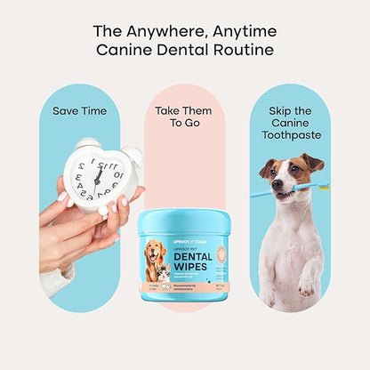 Uproot Clean Pet Dental Finger Wipes for Dogs & Cats (50ct.): Easy & Effective Cat and Dog Teeth Cleaning Wipes - Dog Dental Tissues for Plaque, Tartar, & Bad Breath - Safe, Rinse-Free, Disposable