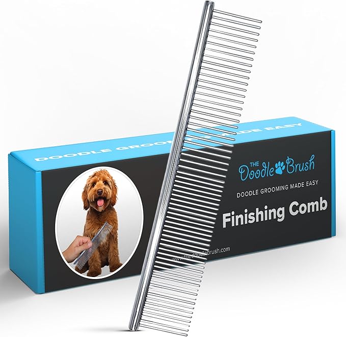 The Doodle Brush Dog Combs for Grooming Matting, Finishing Metal Comb For Dogs, Large Stainless Steel Doodle Dog Grooming Combs, Tackles Mat & Tangles for Poodles, Labradoodle, Cockapoo Pet Comb