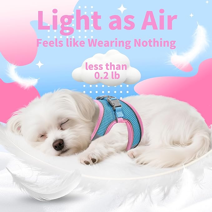 AIITLE Dog Harness, No-Pull Cat Harness with a Leash, Adjustable Reflective Dog Vest, Cat Harness Escape Proof, Outdoor Walking, Running,Training for Extra Small Dogs and House Cats Pink XXXS