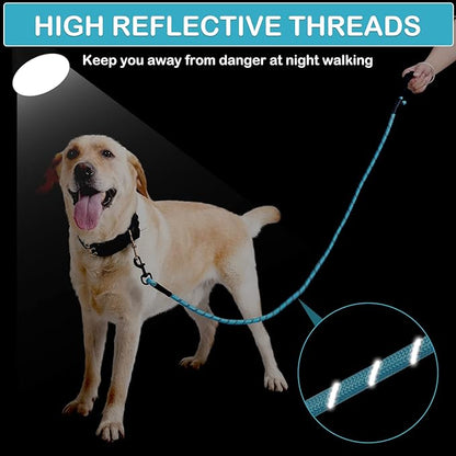 Rttochfy Rope Dog Leash 2/4/5/6/8/10 FT with Comfortable Padded Handle and Highly Reflective Threads for Small Medium and Large Dogs Heavy Duty (1/2"-6 FT, Grey)