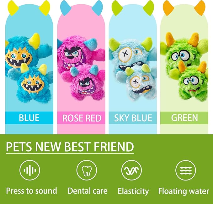FCCUM Squeaky Plush Dog Toy Ball, Dental Care, Skin-Friendly and Soft and Relieve Stress,Dog Training Interactive Pet Cute Plush Fashionable Toy Ball (Green,Large)