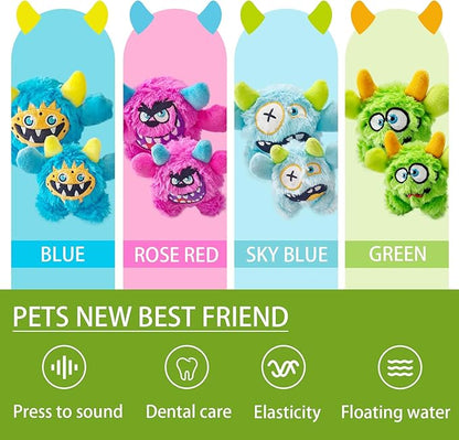 FCCUM Squeaky Plush Dog Toy Ball, Dental Care, Skin-Friendly and Soft and Relieve Stress,Dog Training Interactive Pet Cute Plush Fashionable Toy Ball (Green,Large)