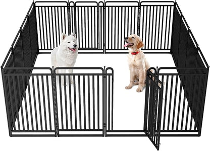 New Thickened Version Dog Playpen, 43 Inch Dog Fences for The Yard, Portable Outdoor Dog Playpen for Large/Medium/Small Dogs, Foldable Metal Dog playpen, with Doors (16 Panels, 43 Inch)
